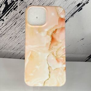 Marble Look iPhone Case-13 Pro Max-Peach & Coral Color